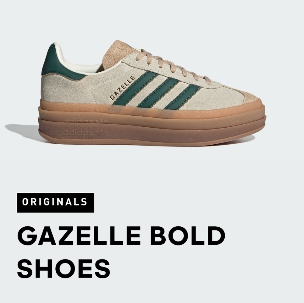Adidas Gazelle Bold Sneakers in Green and Tan Size Womems US 7.5